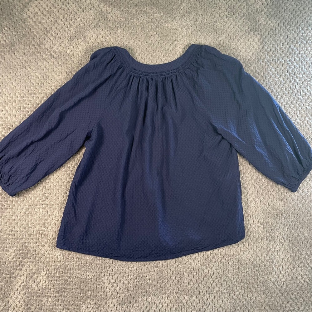 Crown & Ivy Women's Blue Top V-Neck Size L 3/4 Sleeves Career Office Casual - Picture 5 of 9